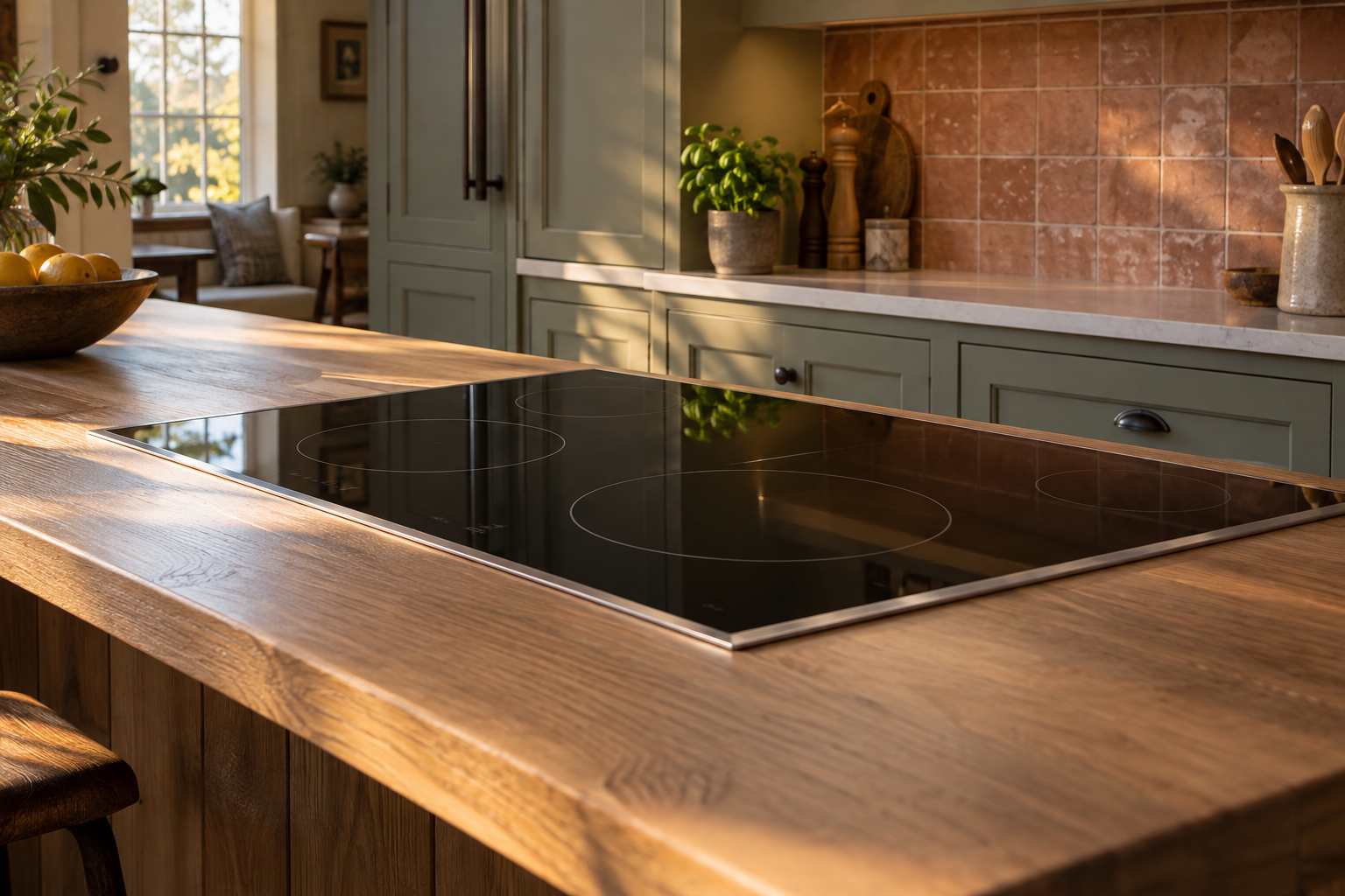 Illustrative Wolf cooktop in a residential kitchen — AI image for Sub-Zero Repair Golden’s Bridge