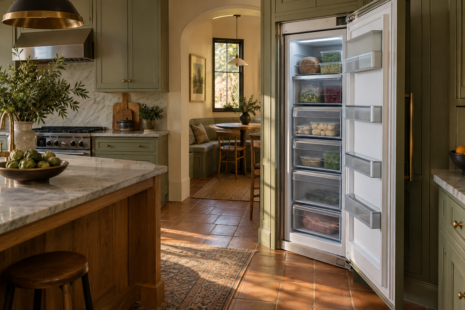 Illustrative Thermador freezer in a residential kitchen — AI image for Sub-Zero Repair Golden’s Bridge