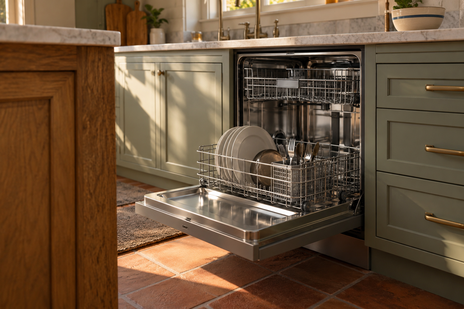 Illustrative Viking dishwasher in a residential kitchen — AI image for Sub-Zero Repair Golden’s Bridge