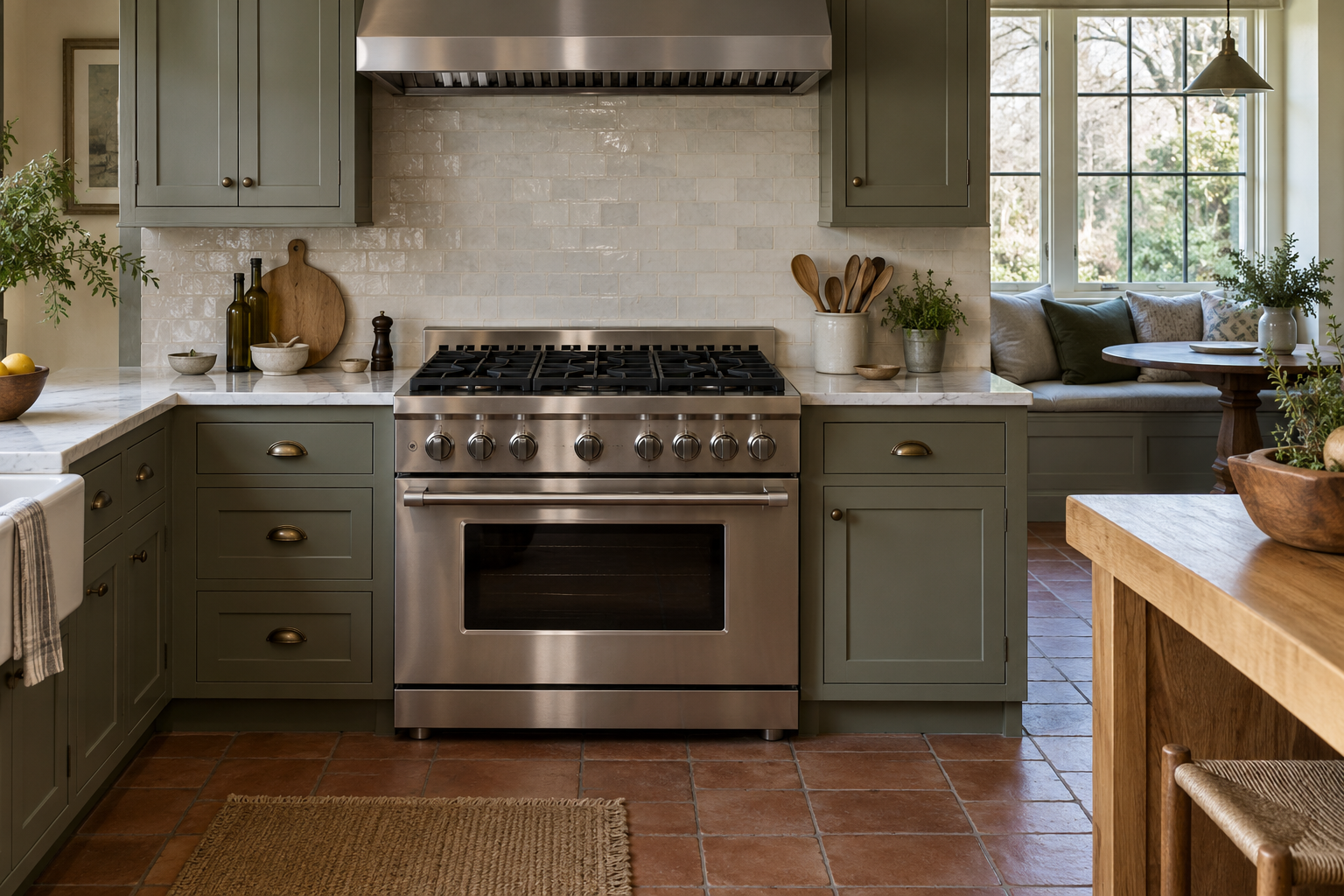 Illustrative Viking range in a residential kitchen — AI image for Sub-Zero Repair Golden’s Bridge